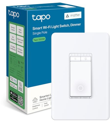 TP-Link Tapo Matter Smart Dimmer Switch: Voice Control w/Siri, Alexa & Google Assistant, UL Certified, Timer & Schedule, Easy Guided Install, Neutral Wire Required, Single Pole, Tapo S505D