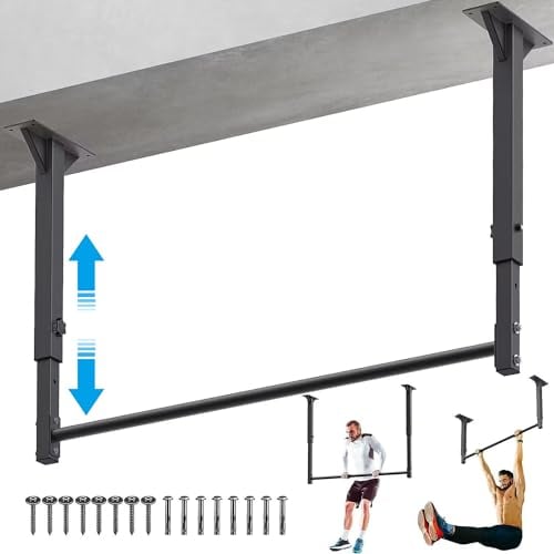 Kipika Klimmzugstange für Deckenmontage, 121,9 cm, robuste Stahl-Klimmzugstange mit 4-stufiger Höhenverstellung, stabil, langlebig und, 227 kg Kapazität