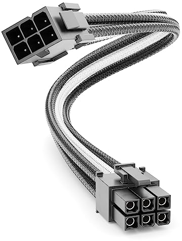 deleyCON 6 Pin PCI Express GPU Grafikkarte Strom Kabel Verlängerung 30cm - 18 AWG PSU PC Computer Netzteil Nylon Stromkabel Stromversorgung Stecker auf Buchse - Schwarz Weiß