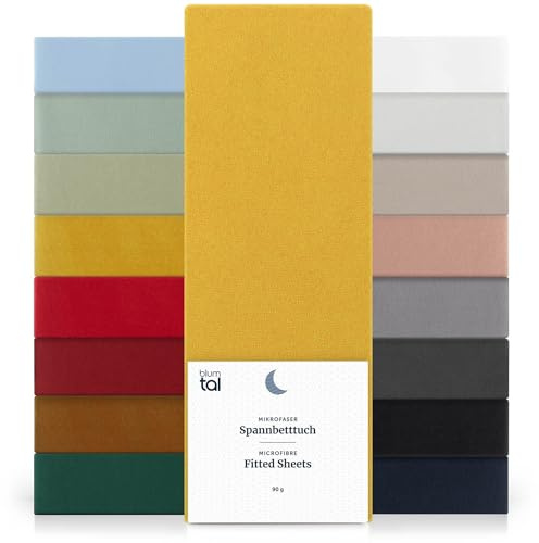 Blumtal® 2er Set Spannbettlaken 180x200x30cm aus Microfaser - Oekotex zertifiziertes Bettlaken Spannbettlaken in Spicy Mustard - Gelb