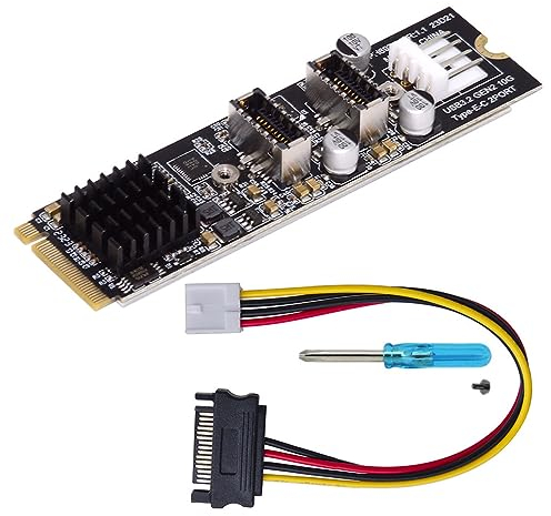 CY Card 10Gbps Dual Type-E USB 3.1 Front Panel Socket to NVME NGFF M-Key Express Card Adapter for Motherboard