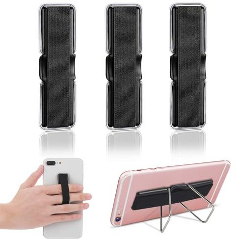 SURALIN Ensemble de 3 Supports de Doigts pour Smartphone, Poignées de Téléphone Auto-adhésives avec Supports de Doigts Élastiques pour s'adapter À Tous Les Téléphones Portables