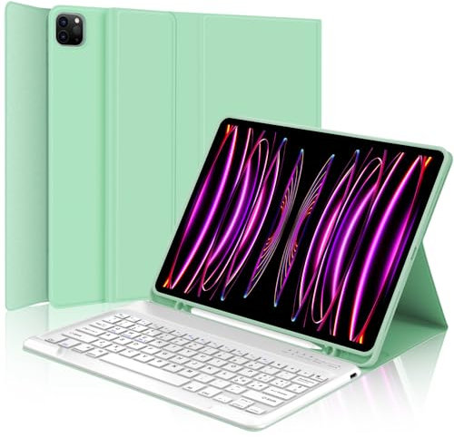 WINCHKING Tastiera per iPad Pro 12.9, Custodia con Tastiera per iPad 12,9, Cover QWERTY Bluetooth Magnetica Keyboard per ipad pro 12.9 pollici 6/5/4/3 Generazione, Verde Chiaro