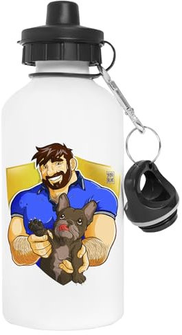 GUNMANTOR Adam Mag Frenchies Brindle Wasserflasche Weiß Aluminium Wiederverwendbar Water Bottle White Reusable