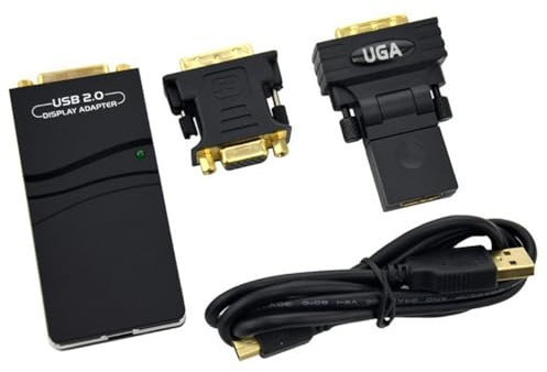 Biwwubik Adaptateur vidéo graphique externe USB 2.0 vers DVI/VGA/compatible avec plusieurs moniteurs, extension d'affichage/mise en miroir pour , , installation facile