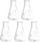 PATIKIL Erlenmeyer Flask, 5 Pcs 50ml Narrow Mouth Graduated Flasks Borosilicate Glass with Printed Graduation for Lab, Experiment, Chemistry, Science Study