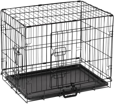 Dog Crate Small Size Dog Puppy Pet Cage with 2 Doors (Front & Side), Dog Crate with Removal Tray,Folding Metal Pet Dog Training Cage Crate for Dogs (Small 24)