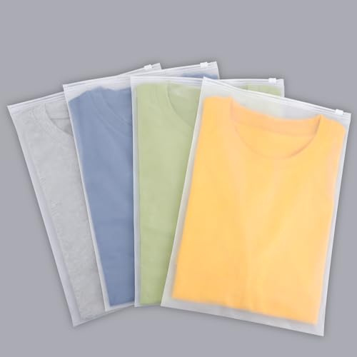 Svaldo Sac Zipper Voyage, 50 Pièces 25 * 35cm Pochette Vetement Voyage, Sac Transparent Dépoli, Petite Pochette Plastique pour Vêtements, Sous-Vêtements, Chaussettes (Sans Trous de Ventilation)