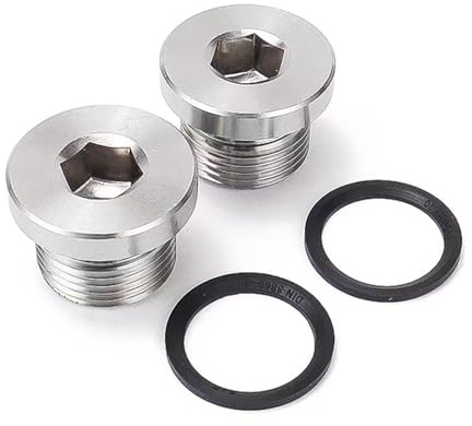 Goldpea 2 Stück Edelstahl 304 Flansch Innensechskant Stöpsel M22 x 1,5 mit Dichtung Gummiring, Sechskant-Wasserrohrverschraubung, universelle Passform