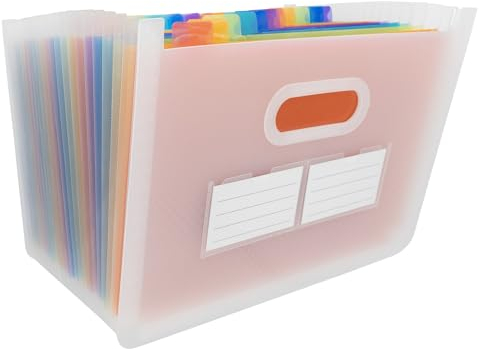 Idena 11125 - Dokumentenmappe A4 aus Kunststoff, Fächermappe in Transparent mit 24 farbigen Fächern, flexible Sortiermappe, inkl. Beschriftungsschildern