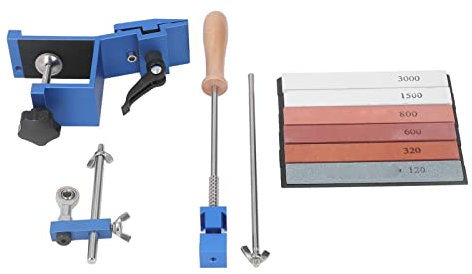Gearwell Afilador de cuchillos profesional, kit de afilado de cuchillos, afilador de cuchillos de ángulo fijo con 6 piedras de afilar, kit de afilador de cuchillos de chef con de