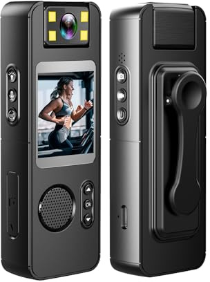 Andoer 1080P-Körperkamera mit Audio- und Videoaufzeichnung Tragbare Körperkamera WiFi-Kamera Camcorder mit um 180° drehbarem Objektiv LED-Fülllichter Rückclip