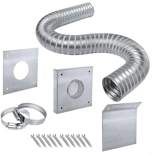 ZYNCUE Kit de aire exterior para estufa de pellets - Kit de tubería de estufa de pellets de 2 x 60 pulgadas, kit de aire frío exterior para tubo de estufa de pellets