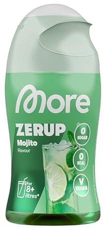 MORE Zerup, Mojito, 65 ml, für bis zu 8 l Fertiggetränk | Zuckerfreier Sirup mit u.a. echten Fruchtextrakten, vegan, zero Kalorien - made in Germany