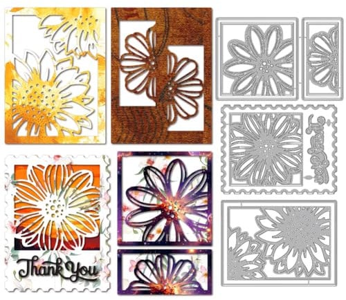 MAYJOYDIY Sonnenblumen Fotorahmen Metall Stanzformen Blumenstempel Stanzschablonen Natürliche Blumen Karbonstahl Prägeschablonen Für Scrapbooking Party Fotoalbum DIY Papierhandwerk