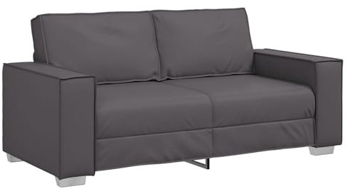 vidaXL Graues Loveseat-Sofa im modernen Design mit gepolsterten Kissen für Büro und Wohnzimmer, fleckenresistent, 180 cm breit, Stuhl, Armlehne, Sitzmöbel, bequemes Zuhause, Kunstleder, Faux, drinnen