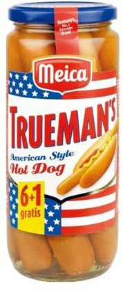 MEICA Hot Dog Würstchen Amerikanischer Art 6+1 MEICA Truemans Glas 540 g 2er Pack