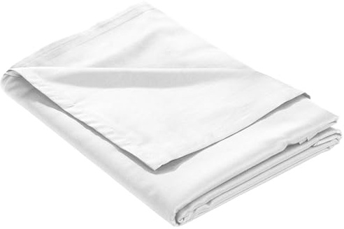 Bettwaesche-mit-Stil Mako-Satin Baumwollsatin Bettlaken ohne Gummizug Uni einfarbig (Bettlaken 160x260 cm, Weiß)