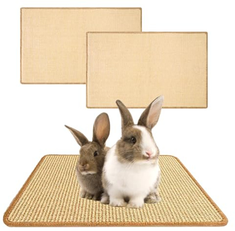 bangminda Lot de 2 Tapis à Gratter pour Lapin 60x40 cm Tapis de Soin des Griffes et Dents pour Cage Lapin Tapis d'sisal pour Rongeurs Tapis Litière Rongeurs Jouets à Mâcher pour Hamsters Cochon d'Inde