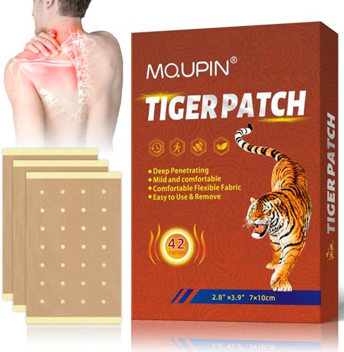 MQUPIN Schmerzlinderung Patches, 42Pcs Chinesische Ferninfrarot Pflaster natürliche Pflanze Wärme Patches für Rücken Knie Hals und Schulter Schmerzlinderung 12H Long-Lasting
