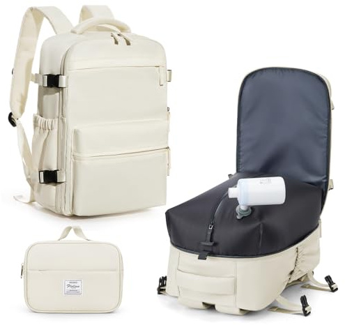Zaino Sottovuoto Viaggio Con Pompa Zaino Ryanair 40x30x25 Aereo Bagaglio a Mano Zaini 14 Pollici Porta PC Casual Impermeabile Daypack Borsa da Cabina per Donna Uomo Beige