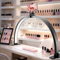 VIHBRAI Halbmond Lampe für kosmetik,Faltbare LED lampe nageltisch mit Telefonhalter，half moon lamp mit 3 Farbmodi 10 Helligkeiten für Schönheit/Wimpern[Energieklasse E](Schwarz)