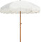 YNZUNMY Sombrilla Flecos, Sombrilla Playa Sombrilla Bohemia con Flecos for Patio al Aire Libre, 2 Metros, UPF50+, con borlas, Poste de Acero y botón de inclinación.(Antique White)