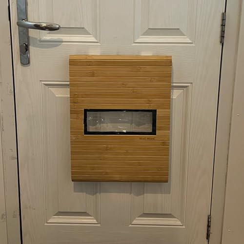 MAIL MORE Door Letter Mail Catcher, Letter Box, Letter Mail Parcel Catcher Cage for UPVC Wooden Doors, Mail holder For Front Door, No Screws Required, Letterbox (ORIGINAL BAMBOO)