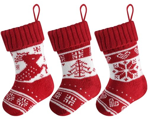 Nikolausstrumpf Klein, 3 Stück Nikolaus Socken,Nikolausstiefel zum Befüllen | Weihnachtsstrumpf Hängende,Weihnachtssocken zum Befüllen für Kamin, Weihnachtsbaum, Weihnachtsdeko
