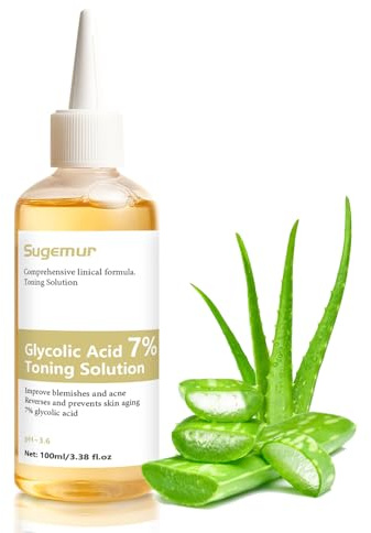 Poren Minimierendes Gesichtswasser mit Glykolsaeure und Aloe Vera 100ml, Fuer Akne Haut Fettige und Mischhaut, Peeling Feuchtigkeit Klaerendes Gesichtswasser