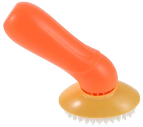 Hohopeti Handheld Pet Shampoo Massage Brush For Dogs And Cats Orange Deep Fur Cleaning Suitable For Small To Large Breeds Interactive Bathing Grooming Tool