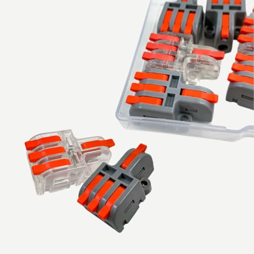 Kabelverbinder 10 Stück – Verbindungsklemmen 250V 32A, kompakte Schnellanschlussklemmen mit Hebel, 1 In 3 Out, Leiter 4mm², Kabelklemmen & Anschlussblöcke