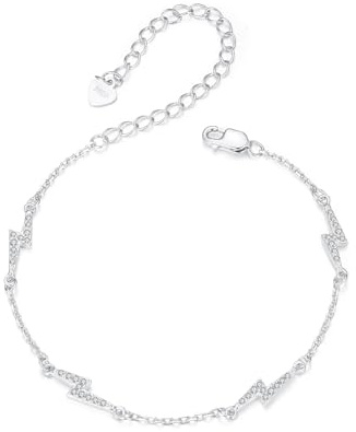 Teleye Lightning Bolt Charm Armband, 925 Sterling Silber Armband für Frauen