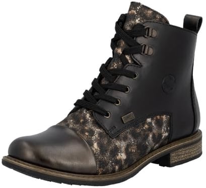 Rieker 74842 black and bronze two tone lace up boots