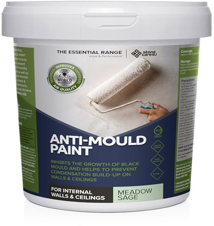 Stonecare4u Anti Mould Paint - Meadow Sage, 5 Litre - For Walls & Ceilings in Bathrooms, Kitchens & Bedrooms. Ultimate Protection Against Dangerous Mould - 5yr Mould Resistance