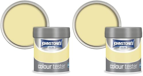 Johnstone's Wall & Ceiling Paint Tester Pots - Lemon Daze Emulsion - Easy to Apply - Dry in 1-2 Hours - 75ml (Pack of 2)