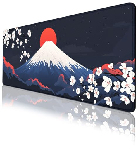 LSXP JR Japanese Landscape Gaming Mouse Pad Mount Fuji Cherry Blossoms XL Mouse Pad Large Mousepad Extended Laptop Keyboard Mat Gaming Desk Pad Mouse Mat