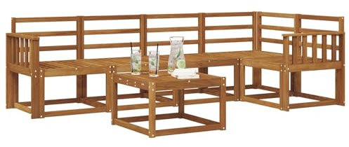 vidaXL Sofa Set 6 pcs Natur Massivholz Akazie, Cooles Garten-Sofa, modernes Outdoor-Eckmöbel, langlebige Terrassen-Sitzgelegenheit, gemütliches Lounge-Set für die Terrasse