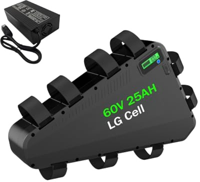CHAOZHU 60V 25AH Ebike Battery Triangle Lithium Pack | LG 50E Cells, Oversized 70A BMS Protection, IP66 Waterproof, 6A Fast Charger, 3000W Motor For DIY Electric Bike Conversion