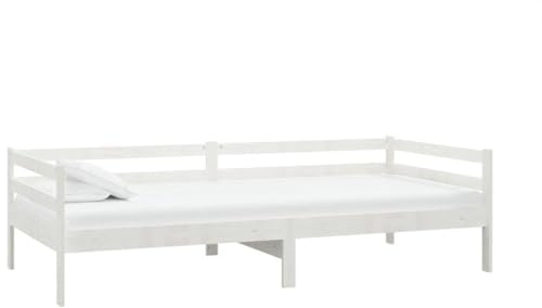 Mhdvray Tagesbett 90x200 Kiefer Massivholz Weiß Lattenrost & Matratze inkl Modernes Design Robust für Schlafzimmer Gästezimmer Wohnzimmer