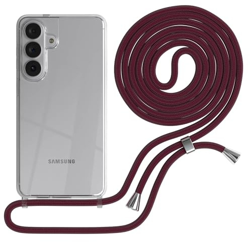 EAZY CASE Handykette kompatibel mit Galaxy S26 Plus Handyhülle mit Umhängeband, Handykordel mit Schutzhülle, Silikonhülle, Hülle mit Band, Stylische Kette für Smartphones, Burgunder Rot