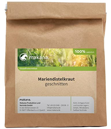 Makana geschnittenes Mariendistelkraut, Einzelfuttermittel für Pferde, 100% rein und natürlich, 500 g Beutel
