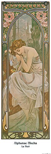1art1 Alphonse Mucha Poster Die Vier Tageszeiten, Die Nacht, 1899 Kunstdruck Bild 91x30 cm