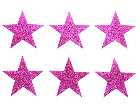 12 Hot Pink Fabric Glitter 2 Inch 50mm Stars Iron-On