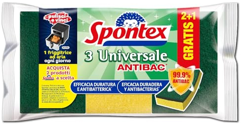 Spontex - Estropajo fibra con esponja Universale Pack 2+1 Gratis