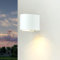 Wandleuchte GU10, Aussenlampe Wand Weiß, Downlight Außen, halbrund, Garten, Terrasse, T:9,2 cm, IP44, regenfest, Haustür Lampe, Outdoor Wandleuchte