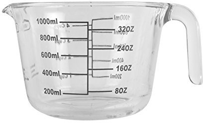 Farberware Messbecher aus Borosilikatglas, nass und trocken, mit übergroßen Maßen, transparent 4 Tassen 4 Cup durchsichtig