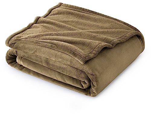 Bedsure Fleece Throw Blanket for Bed - Soft Cosy Fluffy Blankets for Sofa, Warm Double Throws for Audlts, Camel, 150x200 cm