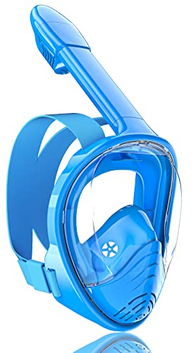 QingSong Kids Snorkel Mask Full Face, Snorkeling Set with Camera Mount, 180 Degree Panoramic View Snorkeling Gear Anti-Fog Anti-Leak