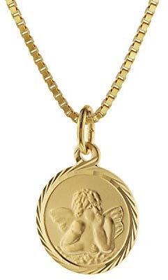 trendor Kinder Schutzengel Anhänger Gold 585 mit goldplattierter Kette 75214-38 38 cm